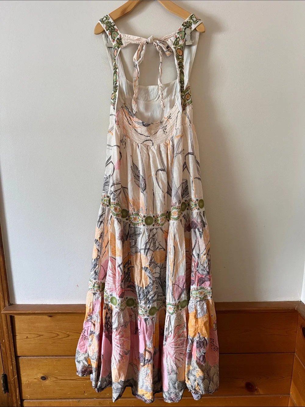 Anthropology Square Neck Floral Tiered Maxi Dress S - Picture 7 of 9